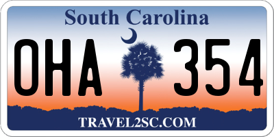 SC license plate OHA354