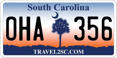 SC license plate OHA356