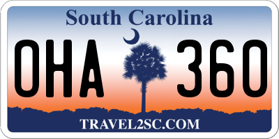 SC license plate OHA360