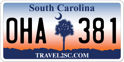 SC license plate OHA381