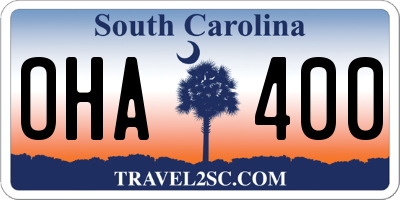 SC license plate OHA400
