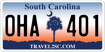 SC license plate OHA401