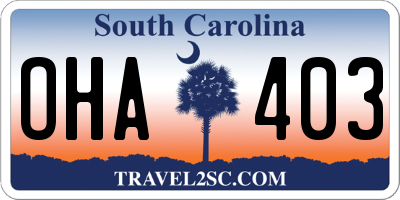 SC license plate OHA403
