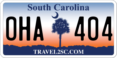 SC license plate OHA404