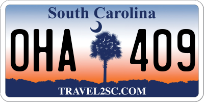 SC license plate OHA409