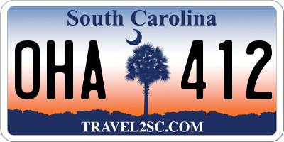 SC license plate OHA412