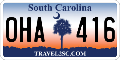 SC license plate OHA416