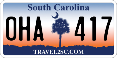 SC license plate OHA417