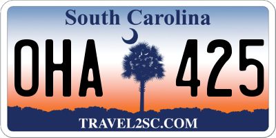 SC license plate OHA425