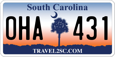SC license plate OHA431