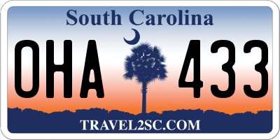 SC license plate OHA433