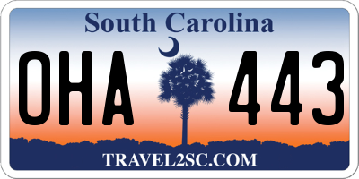 SC license plate OHA443