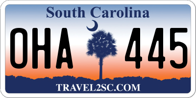 SC license plate OHA445