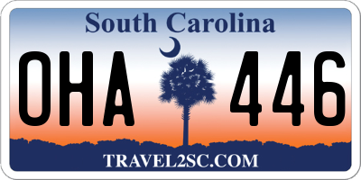 SC license plate OHA446