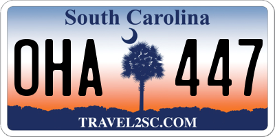 SC license plate OHA447