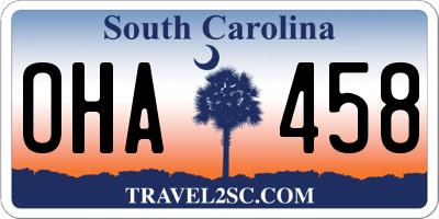 SC license plate OHA458
