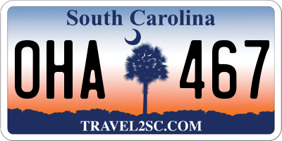 SC license plate OHA467