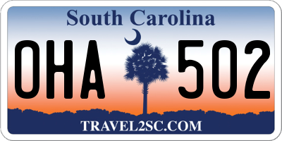 SC license plate OHA502