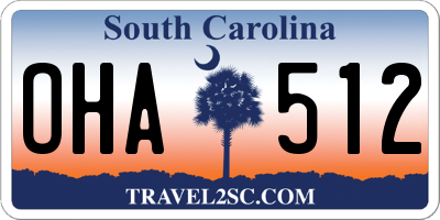 SC license plate OHA512