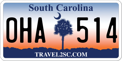 SC license plate OHA514