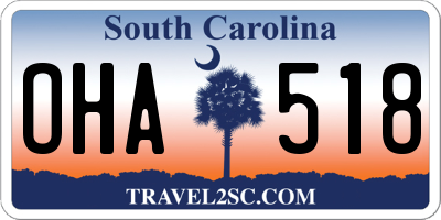 SC license plate OHA518