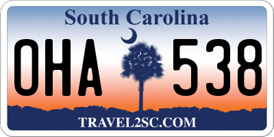 SC license plate OHA538