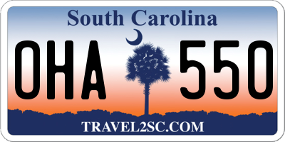 SC license plate OHA550