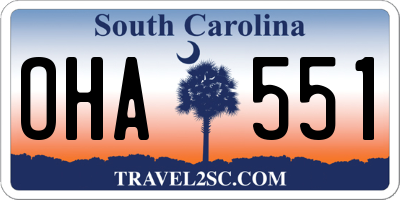 SC license plate OHA551