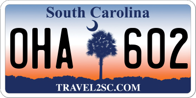 SC license plate OHA602