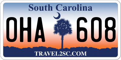 SC license plate OHA608