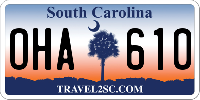 SC license plate OHA610