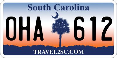 SC license plate OHA612