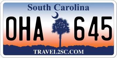 SC license plate OHA645