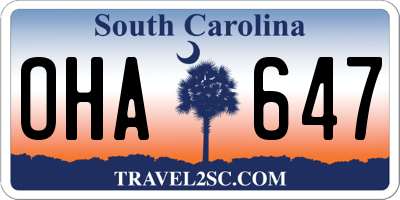 SC license plate OHA647