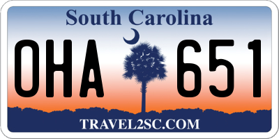 SC license plate OHA651
