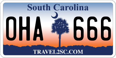 SC license plate OHA666