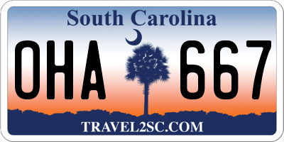 SC license plate OHA667