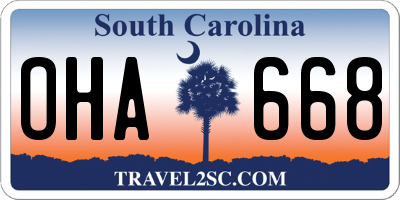 SC license plate OHA668