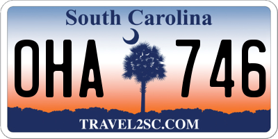 SC license plate OHA746
