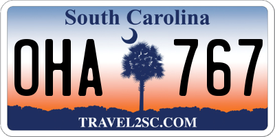 SC license plate OHA767