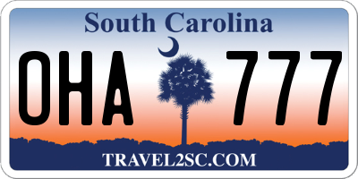 SC license plate OHA777