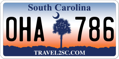 SC license plate OHA786