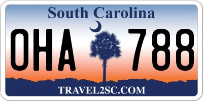 SC license plate OHA788