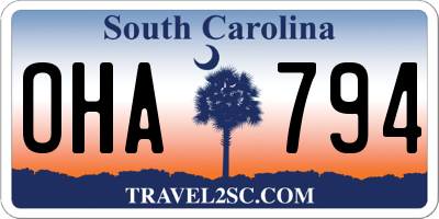 SC license plate OHA794