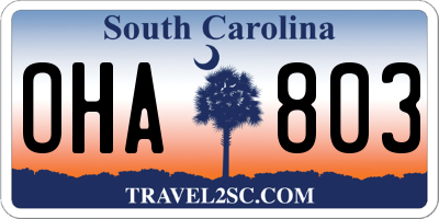 SC license plate OHA803