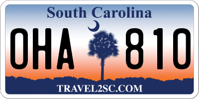 SC license plate OHA810
