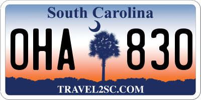 SC license plate OHA830