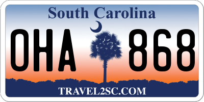 SC license plate OHA868