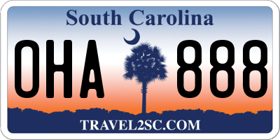 SC license plate OHA888