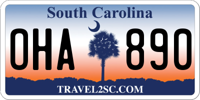 SC license plate OHA890